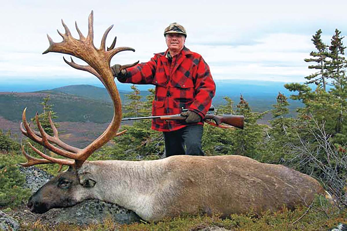 Layne used a Winchester Model 70 with a 26-inch barrel in 300 H&H to take this mountain caribou at 378 yards. It was the 60th Anniversary of Nosler, and a single 180-grain Partition ended the hunt.